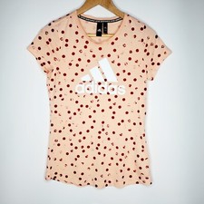 Adidas Size S / 14-15y Pink Polka Dot Graphic Print Short Sleeve T-Shirt