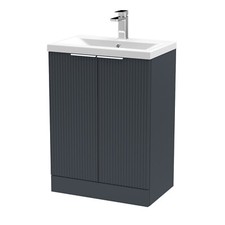 Hudson Reed Floor Standing 600mm Fluted Anthracite Basin Vanity Unit Bathroom