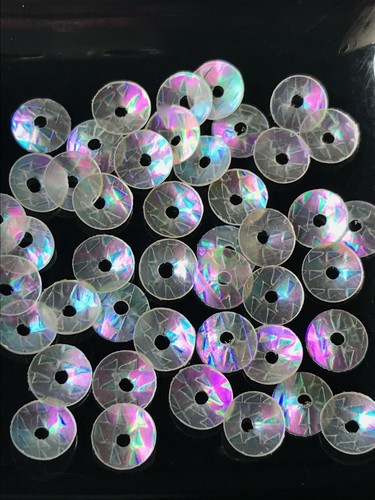 Sequins 6mm oyster white - sequins, ab