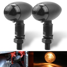 2X Motorcycle Turn Signal Amber Blinker Light Indicator Bullet Universal Black