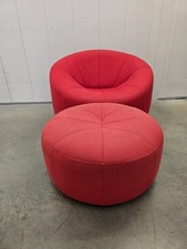 Ligne Roset Pumpkin Red Armchair Pierre Paulin & Footstool 