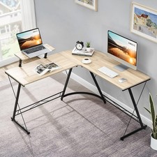 Corner desk shaped - desk, computer