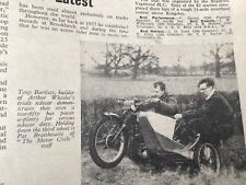 ARTHUR WHEELER TRIAL SIDECAR OUTFIT PERIOD 1961 MOTORCYCLE ARTICLE.
