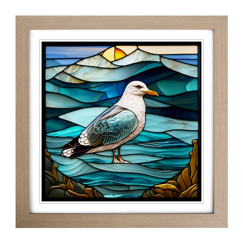 Seagull stained glass effect - glass,