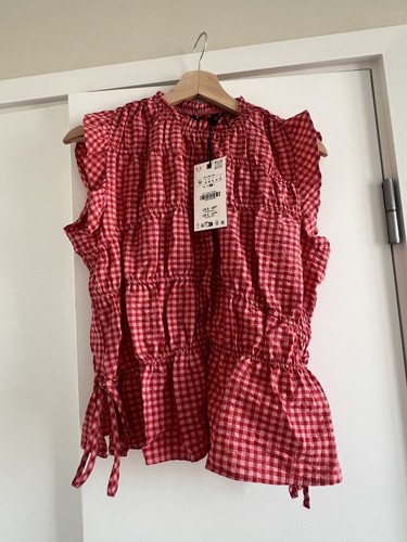 Zara red and white gingham - red,