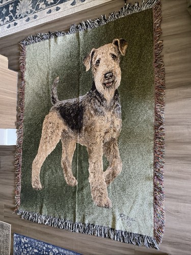 Airedale tapestry throw - airedale,