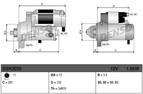 Denso starter motor dsn3039 - starter,