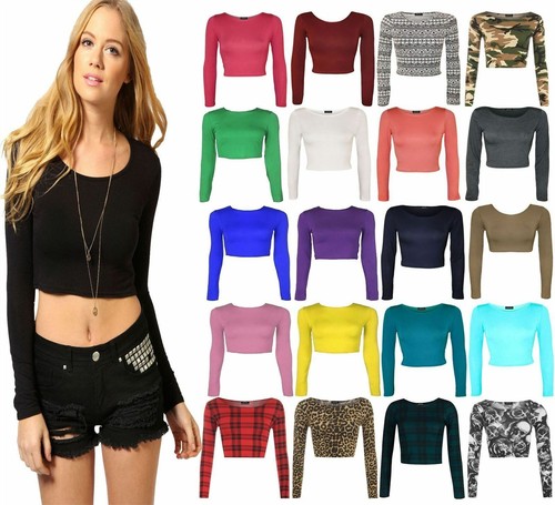 Womens long sleeve crop - womens, top