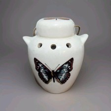 Vintage Ceramic Urn Shaped Pomander by Sallie Robinson Butterflies Design