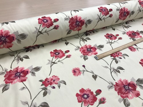 Linen effect embroidery floral - effect,