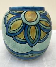 Art Deco Green & Blue  Wade Heath 'Roskyl Pottery' Vase Marked '99 Pine' 5"