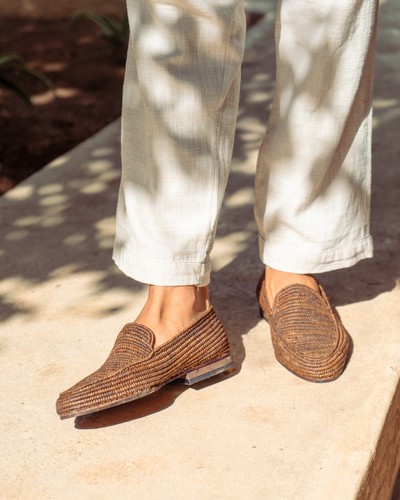 Men raffia loafers shoes in - loafers,