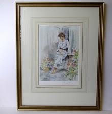 GORDON KING  His daughter Collette  seated  FRAMED PRINT signed