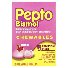 Pepto Bismol Cherry Chewables 30 Tablets Indigestion Relief UK Seller EXP 02/27