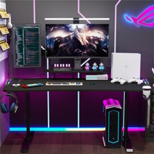 180cm LED Gaming Desk Writing Computer Table Monitor Shelf w/Keyboard Mouse Pad
