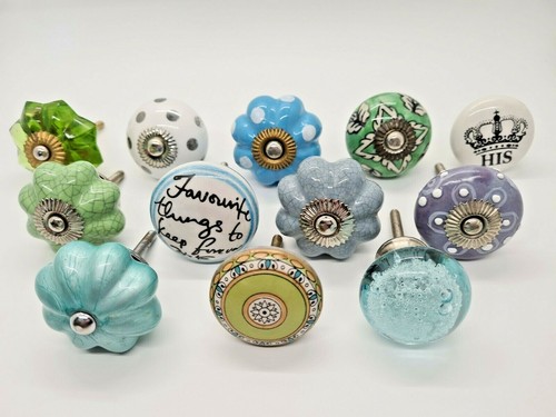 Vintage ceramic knobs blue - vintage,