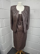 Frank Usher Mocha Bronze 3 Piece Skirt Suit. Size 10.Mother Of Bride.PAC204156. 