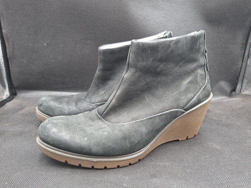 Ecco black leather ankle - leather, zip