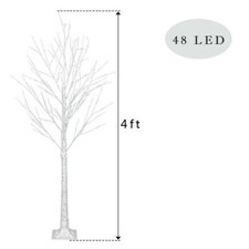 4/5/6Ft Christmas Tree Xmas White Birch Twig Tree with LED Light Indoor Outdoor