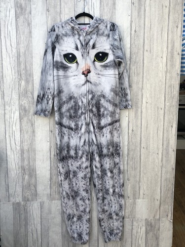 Grey cat hooded fleecy - ,