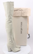 SERGIO ROSSI LATEX STRETCH WOMENS BOOTS OVER THE KNEE UK 1.5 EU34.5 RRP £1000 AD