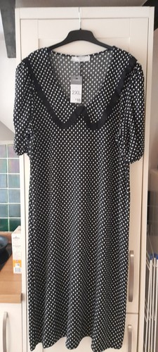 Primark black polka dot dress - black,