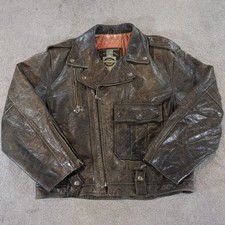 Vintage Redskins Real Leather Jacket Mens 2XL Grey Biker Brando Distressed Coat