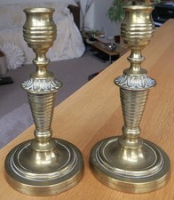 PAIR ANTIQUE HEAVY BRASS CANDLESTICKS