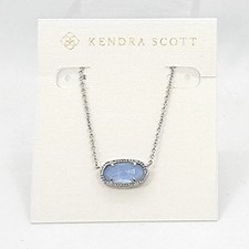 New Kendra Scott Elisa Pendant Necklace In Sky Blue Illusion / Silver