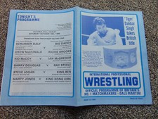 British wrestling programme (Tiger Dalibar Singh, Mal Sanders, Hanley 18/10/86)