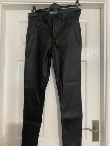 Black leather look trousers - leather,