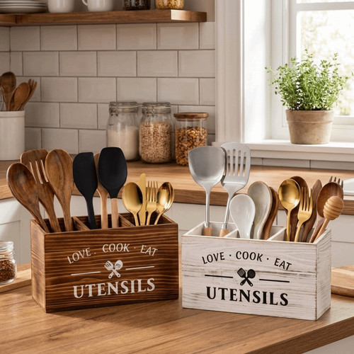 Wooden utensil holder kitchen - wooden,