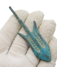 ANCIENT VIKING BRONZE ARROWHEAD SUPERB BATTLE RELIC CA 1050AD
