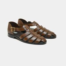 Mens Handmade Natural Leather Lined Fisherman Sandals Casual Summer Beach Shoes