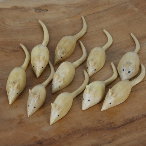 Hand carved wooden mouse - carved,
