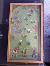 VTG Old Big 5 Bagatelle Pinball POOSH-M-UP  Sports Theme Table Game 1930s