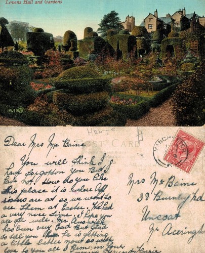 Vintage postcard levens hall - vintage,