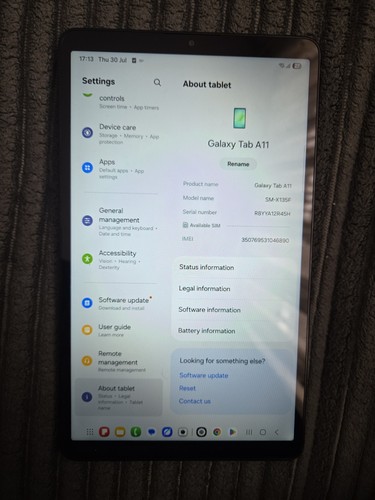Samsung galaxy tab a11 - 4gb, ram