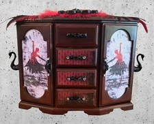 Upcycled Vintage Musical Jewellery Box ~ Black Swan Theme ~ Gothic Ballerina 