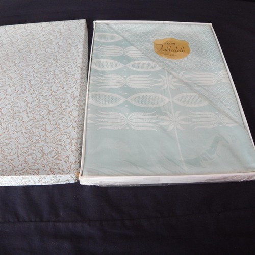 Turquoise blue table cloth - table,