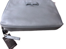 NEW Osprey £195 Blue Leather Clutch Handbag Carry Purse Make up Bag