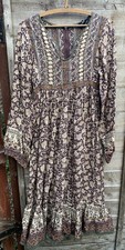 Vintage 70s Interlinks London Dress 100% Cotton Maxi Gypsy Indian Size XS/S?