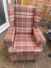 Check wingback Red Grande Accent Highback  Armchair COLLECTION ONLY