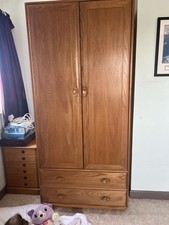 Vintage Ercol 2 Door Windsor Wardrobe Light Finish Manufacturing In 2000s