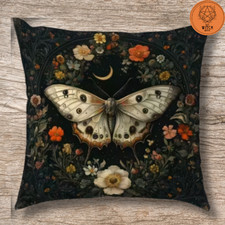 Moth Steampunk Style Cushion Case Cover. Gothic Alternative Gift. Cottagecore UK