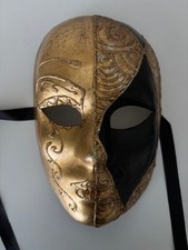 Vintage Scarobocchio Venetian Handmade Full Face Masquerade Mask Made in Venice
