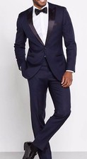 Men Blue Designer Grooms Wedding Tuxedo Formal Dinner Suits Blazer Coat Pant