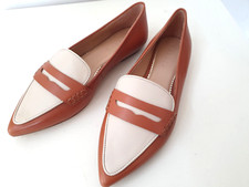 BODEN New Pointed Loafers Shoes - Tan/Ecru Leather - 37/4 RRP £110