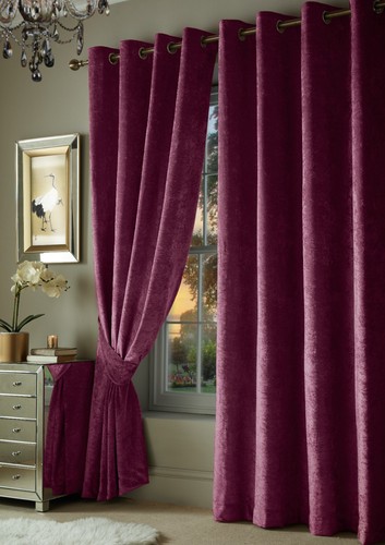 Crushed velvet curtains pair - crushed,