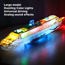 Kids Cruise Ship Model Sound Effects LED Light Rotation Ocean